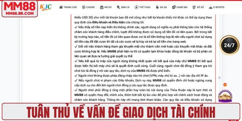 Tuân thủ về vấn đề giao dịch tài chính